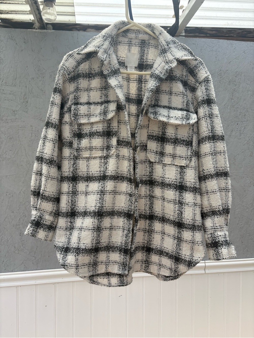 H&M Black & White Plaid Utility Shacket